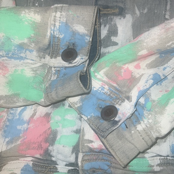 COPPER RIVET DENIM PAINT SPLATTER JACKET - SIZE SMALL ( PRELOVED) - Picture 5 of 7